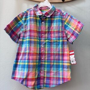 Cat & Jack Multicolor Plaid Short-Sleeve Button-Down Shirt